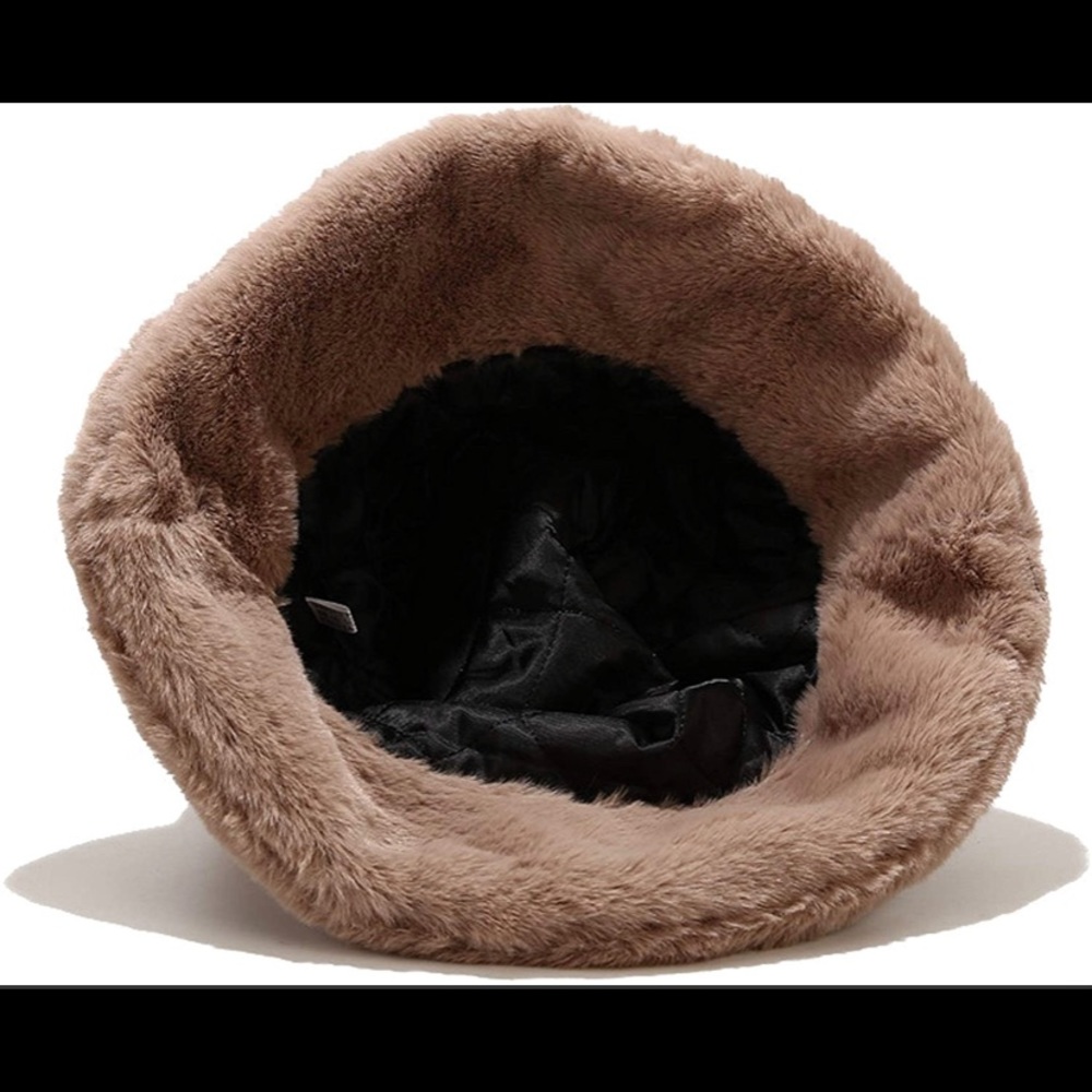 Faux fur boutique bucket hat khaki - Picture 3 of 4